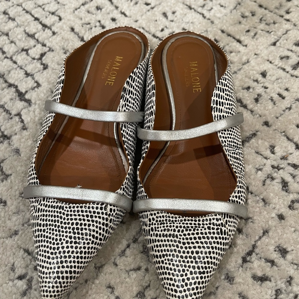 Malone souliers silver animal print flat size 37.5